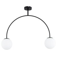 Deckenleuchte 2-flammig Glas Schwarz Wei&szlig; E14 L:75 cm
