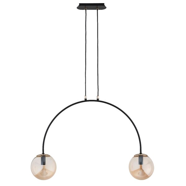 Hängelampe 2-flammig Glas Schwarz Bernstein E14 75 cm