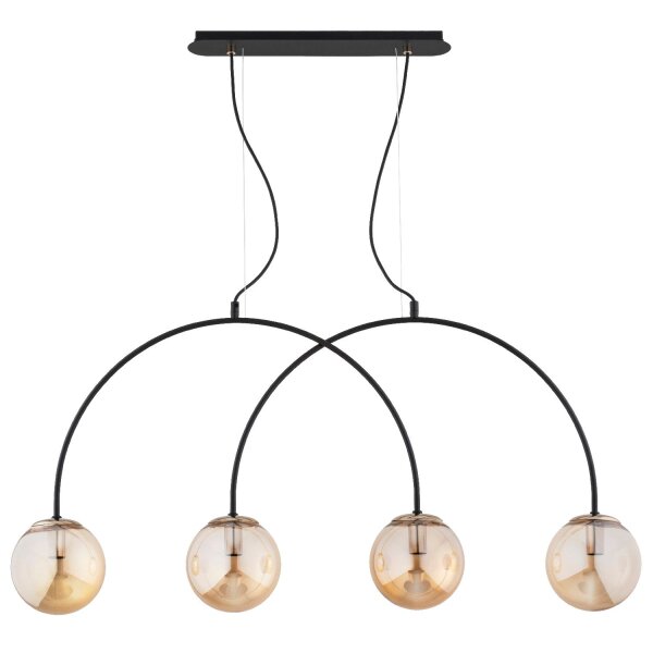 Hängelampe 4-flammig Glas Schwarz Bernstein E14 99 cm