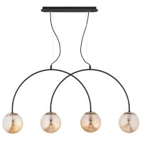 H&auml;ngelampe 4-flammig Glas Schwarz Bernstein E14 99 cm