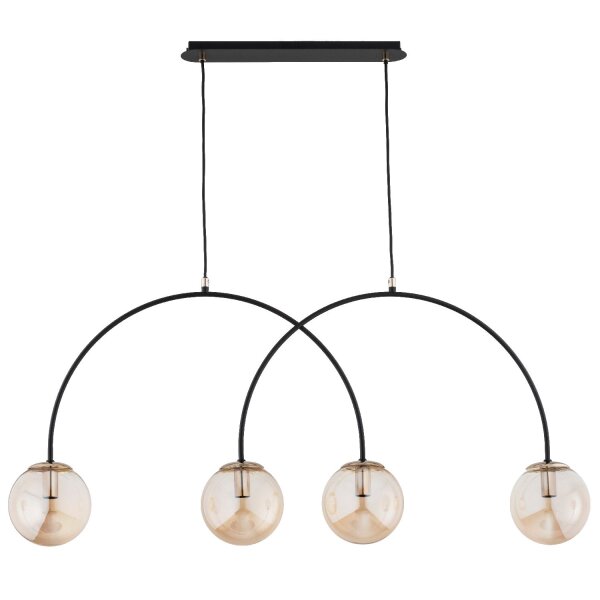 Hängelampe Glas Bernstein Schwarz E14 L:105 cm Modern