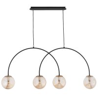 H&auml;ngelampe Glas Bernstein Schwarz E14 L:105 cm Modern