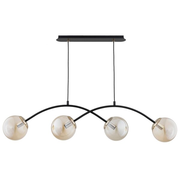 Hängelampe Bernstein Glas Schwarz E14 L:105 cm Modern