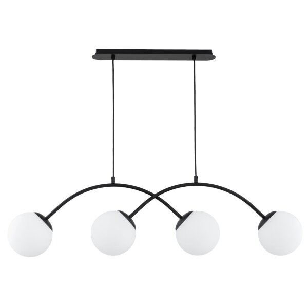 Hängelampe 4-flammig Glas Schwarz E14 L:105 cm Modern