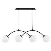 H&auml;ngelampe 4-flammig Glas Schwarz E14 L:105 cm Modern