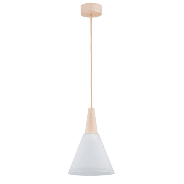 Hängelampe Glas Holz Natur E27 L:23 cm Skandinavisch