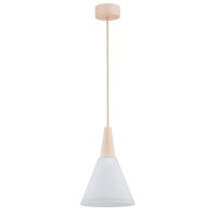 Hängelampe Glas Holz Natur E27 L:23 cm Skandinavisch