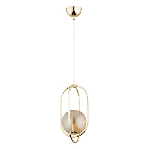 Hängelampe blendarm Glas Gold Bernstein E14 L:18,5 cm