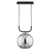Pendelleuchte Kugel Rauchglas Schwarz Chrom E27 L:25 cm