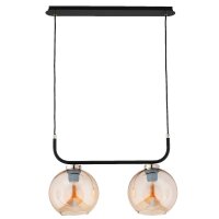 Hängelampe 2-flammig Glas Schwarz Bernstein E27 L:46 cm