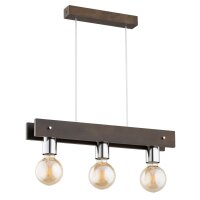 Hängelampe 3-flammig Holz Natur E27 L:54 cm wohnlich
