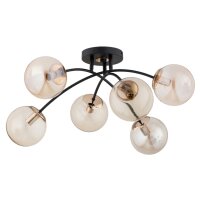 Deckenlampe 6-flammig Glas Schwarz Gold E14 L:59 cm