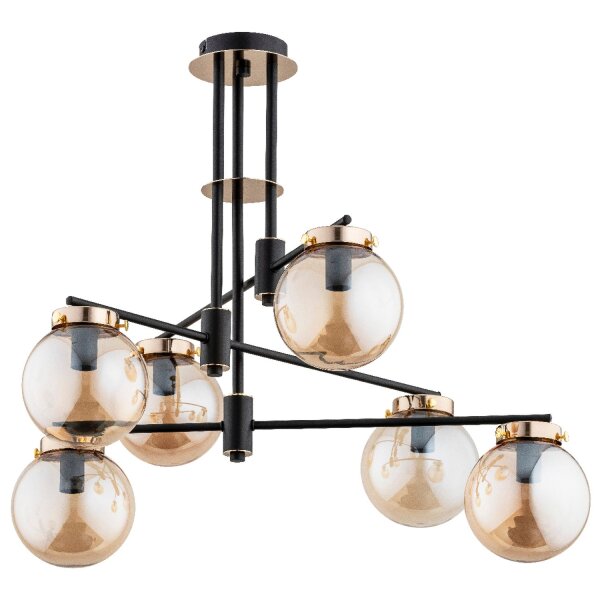 Deckenlampe 6-flammig Glas Gold E14 L:74 cm wohnlich