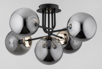 Deckenlampe 5-flammig Rauchglas Schwarz E14 L:65 cm