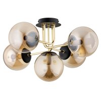 Deckenlampe 5-flammig Glas Gold Bernstein E14 B:65 cm