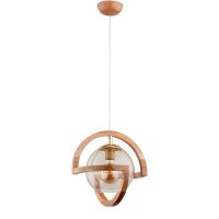 Hängelampe Rauchglas Holz E27 32 cm Modern dekorativ