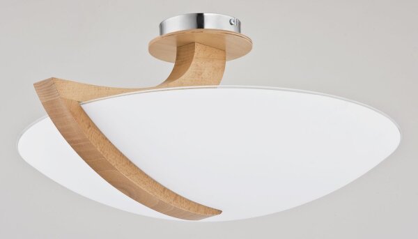 Deckenleuchte 3-flammig Holz Glas Natur E14 L:54 cm