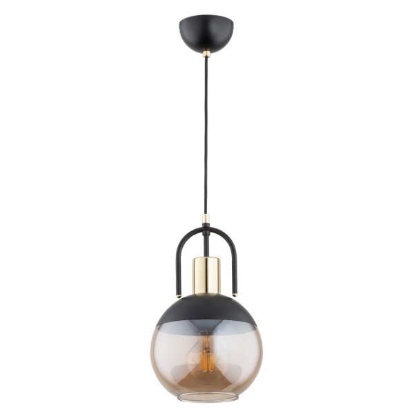 Hängelampe Rauchglas Schwarz E27 L:20 cm Modern rund
