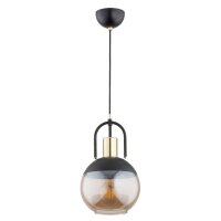 Hängelampe Rauchglas Schwarz E27 L:20 cm Modern rund