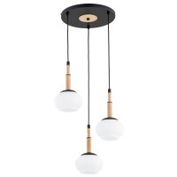 Hängelampe 3-flammig Glas Holz E14 Ø38 cm...