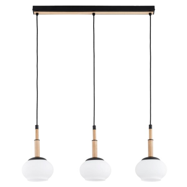 Pendelleuchte Holz Glas Schwarz E14 L:72 cm wohnlich