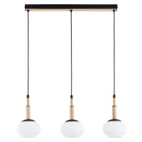 Pendelleuchte Holz Glas Schwarz E14 L:72 cm wohnlich