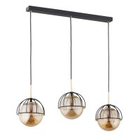 Hängelampe 3-flammig Glas Schwarz Bernstein E14 L:74 cm