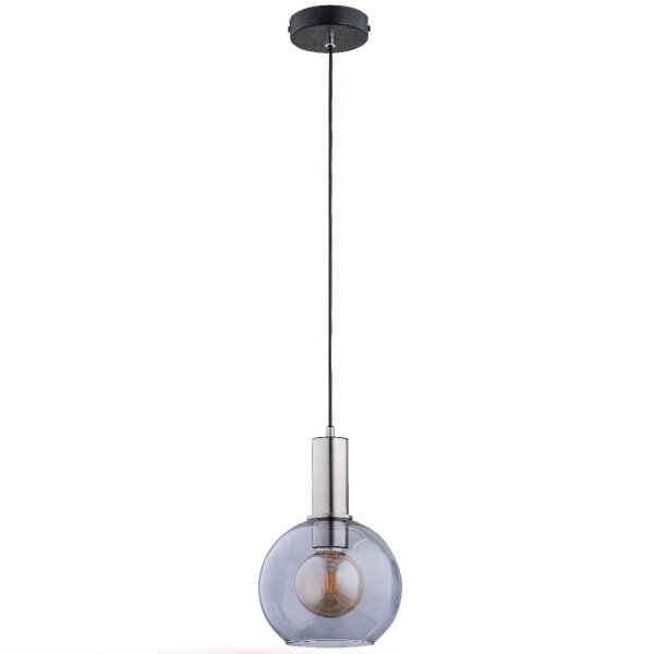 Pendelleuchte Rauchglas Schwarz E27 L:20 cm wohnlich