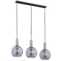 Pendelleuchte 3-flammig Rauchglas Schwarz E27 L:75 cm