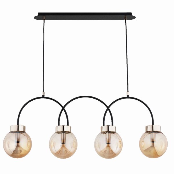 Hängelampe 4-flammig Glas Schwarz Bernstein E14 L:85 cm