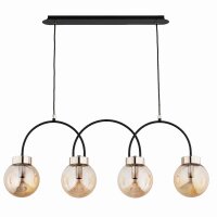 Hängelampe 4-flammig Glas Schwarz Bernstein E14 L:85 cm
