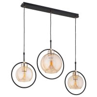 Hängelampe 3-flammig Glas Schwarz Bernstein E27 L:85 cm