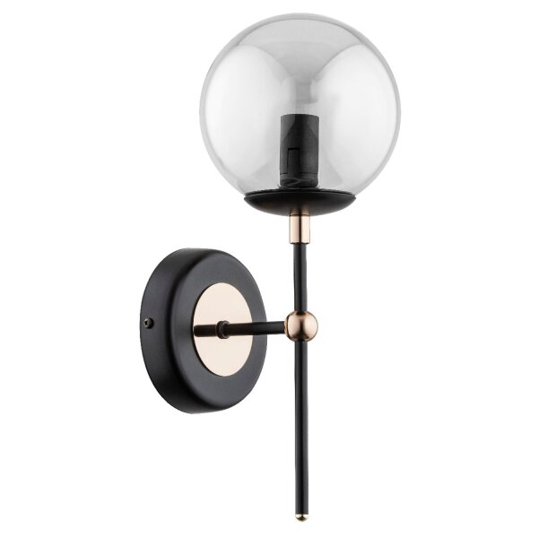 Wandleuchte Rauchglas Schwarz E14 B:14 cm dekorativ