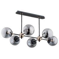 Deckenlampe 6-flammig Rauchglas Schwarz E14 L:82 cm