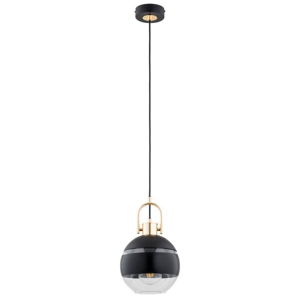Hängelampe Metall Glas Schwarz E27 L:20 cm dekorativ