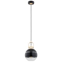 H&auml;ngelampe Metall Glas Schwarz E27 L:20 cm dekorativ