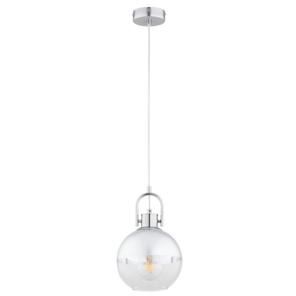 Hängelampe blendarm Glas Chrom E27 L:20 cm dekorativ