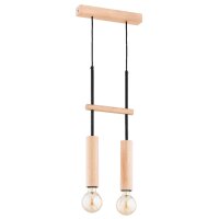 H&auml;ngelampe 2-flammig Holz Natur E27 L:20 cm wohnlich