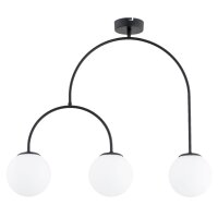 Deckenleuchte 3-flammig Glas Schwarz Wei&szlig; E14 L:70 cm