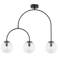 Deckenleuchte 3-flammig Glas Schwarz Klar E14 L:70 cm