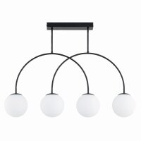 Deckenleuchte 4-flammig Glas Schwarz Wei&szlig; E14 H:55 cm