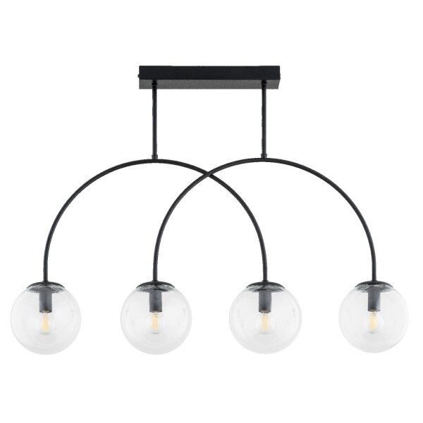 Deckenleuchte 4-flammig Glas Schwarz Klar E14 L:78 cm