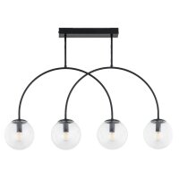 Deckenleuchte 4-flammig Glas Schwarz Klar E14 L:78 cm