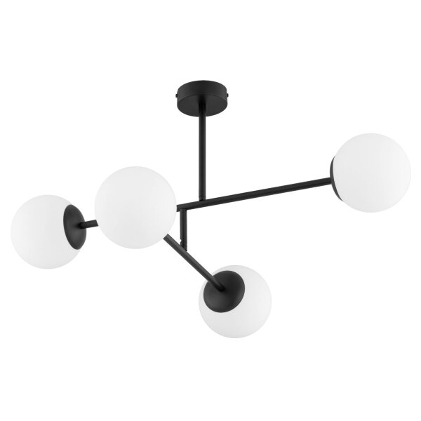 Deckenleuchte 4-flammig Glas Schwarz Weiß E14 B:75 cm