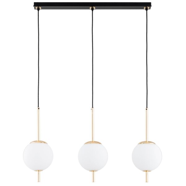 Pendelleuchte 3-flammig Glas Metall Schwarz E14 70 cm