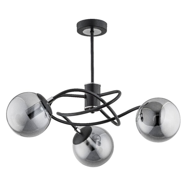Deckenlampe 3-flammig Rauchglas Schwarz E14 L:52 cm
