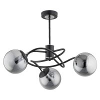Deckenlampe 3-flammig Rauchglas Schwarz E14 L:52 cm
