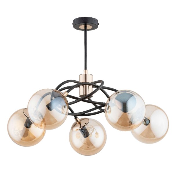 Deckenleuchte 5-flammig Schwarz Bernstein E14 B:54 cm