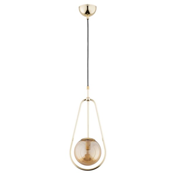 Hängelampe blendarm Glas Gold Bernstein E14 L:20 cm