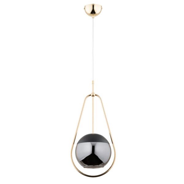 Pendelleuchte Glas Schwarz Gold E27 L:24 cm wohnlich